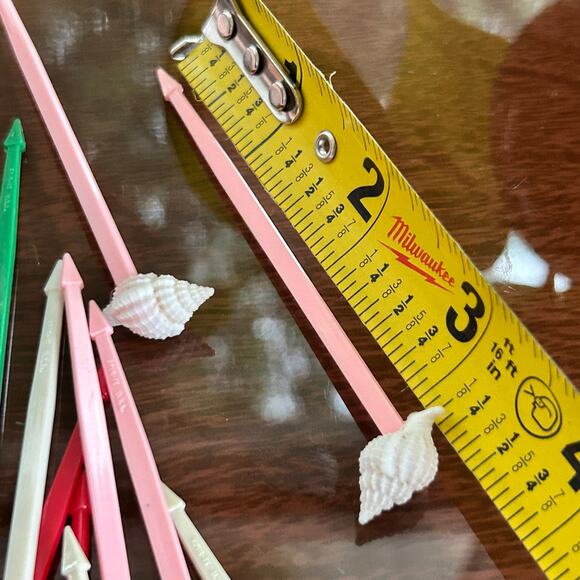 Set of 12 Vintage Shell Drink Picks – Coastal Tiki Party Seashell Cocktail Picks - Picture 11 of 11